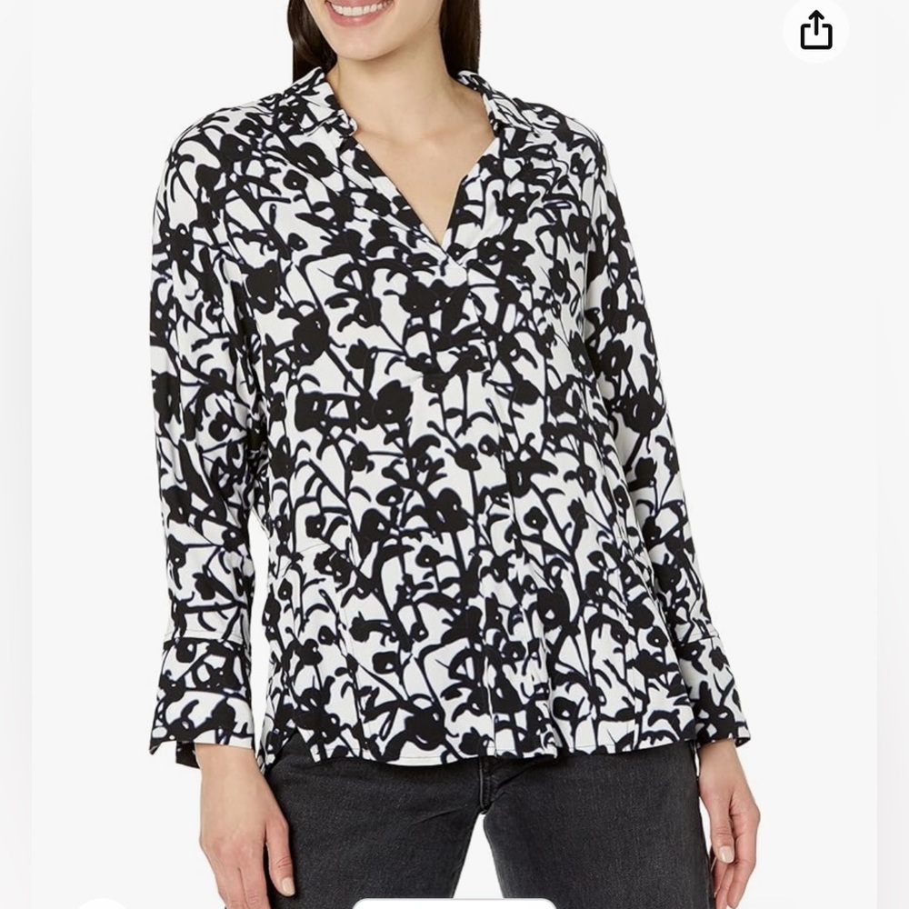 NIC+ZOE Women's Midnight Meadow Live in TOP, Black Multi, M